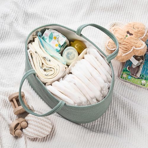 Diaper Caddy Organizer, Gift Basket for Baby Shower, Newborn Essentials - color: Sage Green, size: Large