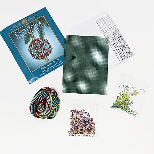 Christmas Jeweled Ornaments (2014) Mill Hill Counted Bead Holiday Kits, Set of 6 - Plus Decorative 'Needleworker' Sticker