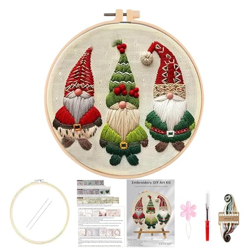 Huacan Embroidery Kits for Adults Beginner DIY Cross Stitch Stamped Christmas Pattern Stitching Sewing Kit 1 Piece 7.8 x 7.8 Inch (Santa Claus) - color: Santa Claus