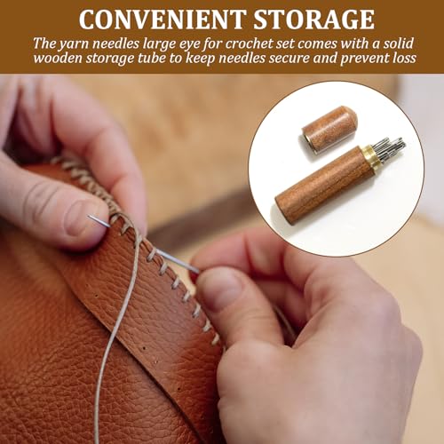 50 PCS Large Eye Embroidery Needles, 5 Sizes, Stainless Steel Yarn Knitting Needles for Hand Sewing (Pointed)