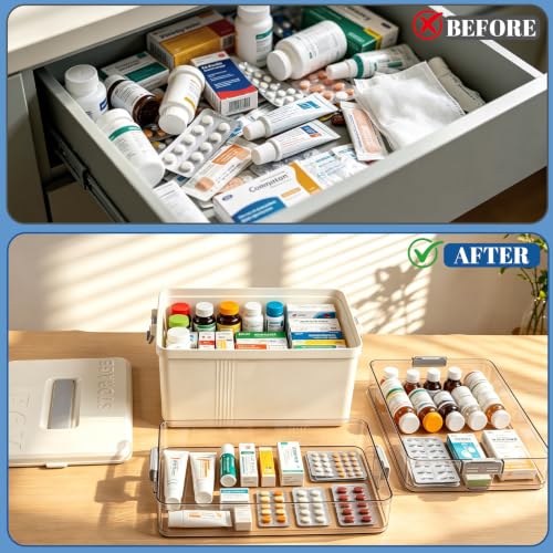 3 Tier Medicine Storage Box, Medicine Box with 7-Day Pill Case