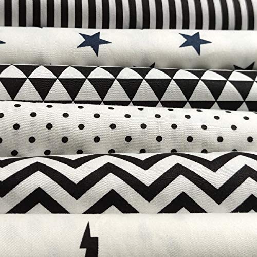 7pcs Quilting Fabric 18" x 22" 100% Cotton Craft Fabric Bundle Squares Fat Quarters Multicolored for Patchwork DIY Sewing Scrapbooking Black Element - color: Black Element