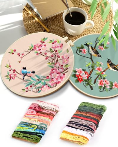 TINDTOP Embroidery Kit for Adult, Owl Embroidery Kit for Beginners - color: Bird