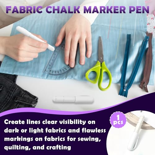 Sewing Chalk for Fabric, Wipeable and Washable Fabric Chalk for Sewing, Etailed Marking on Fabrics, Cottons, Leathers - White - color: White