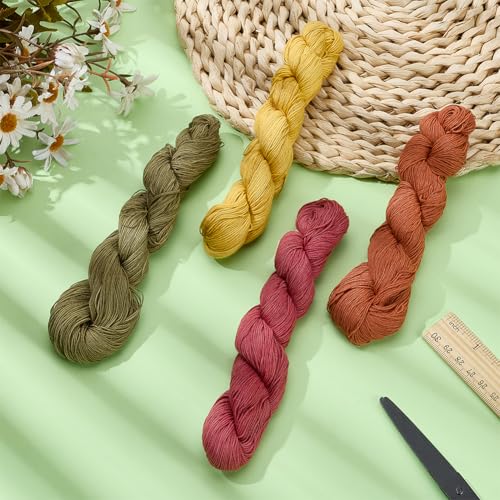FREEBLOSS 4Pcs Sashiko Thread 110 Yards*4 Colors Natural Dyeing Cotton Embroidery Thread Japanese Quilting & Embroidery Sashiko Kit Supplies - color: Dark Yellow