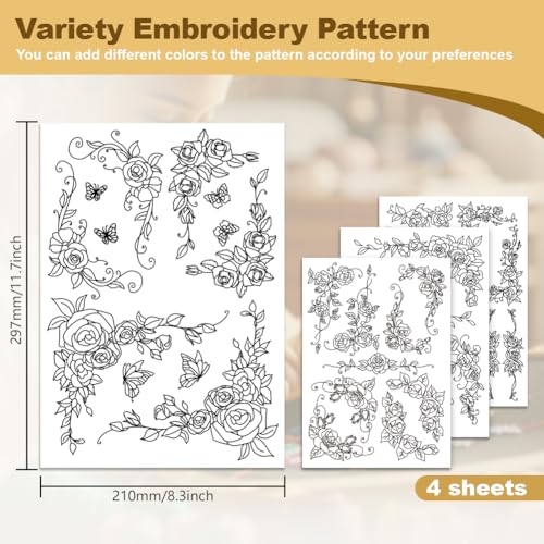 38Pcs Rose Lace Water Soluble Hand Sewing Stabilizers - style: Rose Lace