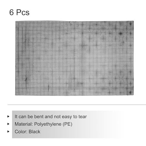 MECCANIXITY 6pcs 13"x20" Plastic Mesh Canvas Sheet 5 Count Needlepoint Blank Canvas for Embroidery Knit Crochet Acrylic Yarn Crafting, Black - size: 13"x20"