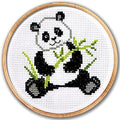 Povitrulya Counted Cross Stitch Kit with Pattern 'Panda' - Easy DIY Set for Hand Embroydery with Paper Pattern, 14 Count Blank Aida Canvas and Pre-Sorted Floss