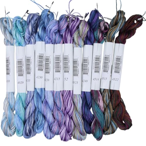 KCS Big skeins of 25 Meters Size 25 Color Variegated Cross Stitch Stranded Threads,12 skeins,07 - color: 12skeins07, size: 12 skeins