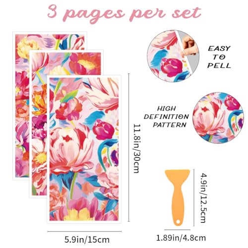 3 Sheets Abstract Flower Rub on Transfers for Crafts and Furniture 12×6inch Vintage Floral Furniture Transfer Stickers for Wood Cabinet Dressers Home Decor - style: Abstract Flower
