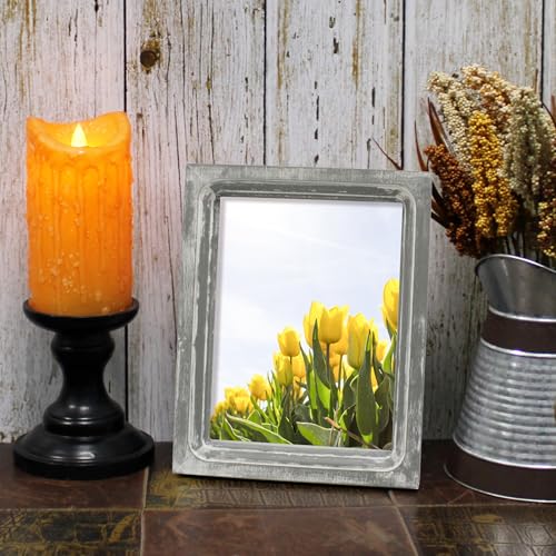 CVHOMEDECO. 6x8 Picture Frame Made of Solid Wood High Definition Glass Rustic Vintage Designs Small Photo Frame for Tabletop Display and Wall Mounting, Distress Grey - color: Distress Grey A, size: 6" X 8"