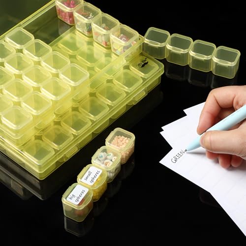 Mr. Pen- Bead Storage Containers, 28 Grids, 2 Pack, Transparent Yellow - color: Transparent Yellow, size: 2 Pack-56 Pcs(6.8"x4.4"x1")