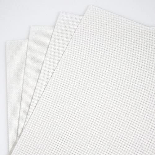 KCS 4/6 pc of 12" x 18" 30cmx45cm 16CT Counted Cotton Aida Cloth Cross Stitch Fabric (White, 4 pc) - color: White, size: 4 pc