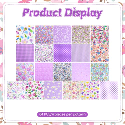 84 Pcs Purple Precut Quilting Cotton Fabric Squares 8 x 8‑Inch - color: Purple, size: 8″