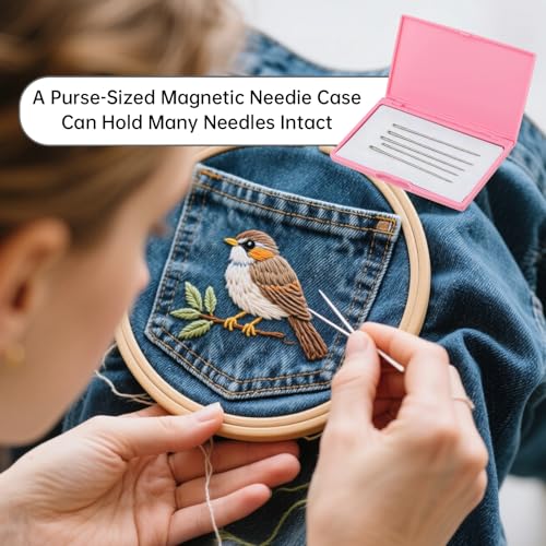 Magnetic Needle Storage Case, Deep Pink - color: Deep Pink