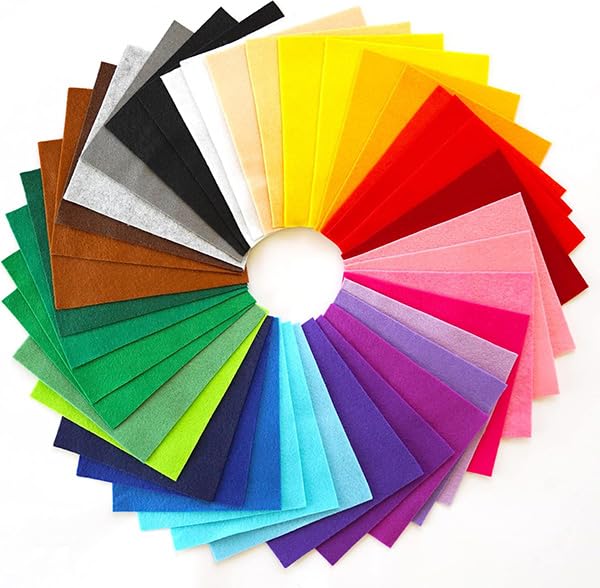 DIYR 40 Pcs Colored Felt Fabric Sheets 6 x 6 in, DIY Craft Sewing Patchwork Fabric, Assorted Color Polyester Sheets for Arts and Crafts - size: 6x6 inches