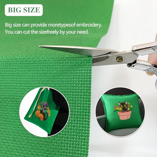 Zhenqing 14CT Aida Cloth - 30x35 Inch Cross Stitch Fabric for Embroidery, Pre-Cut Needlework Material, Acid-Free, Durable Weave(Green) - color: Green