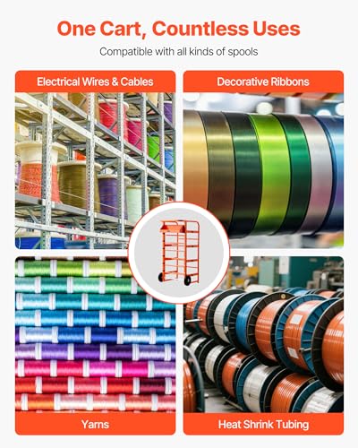VEVOR Wire Spool Rack, 11 Rods, Multi-Spool Wire Rack Dispenser, Cable Caddy with Wheels, Cable Holder with Storage Tray for Wiring Storage, for Electrical, Industrial & Retail Use, Working Efficiency - style: Wire Storage Cart