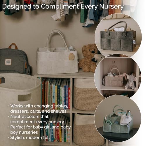 Parker Baby Co. Felt Diaper Caddy Organizer - Large, White - color: White (Heathered White), size: Large