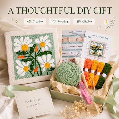 HRTHRT Punch Needle Kit for Beginners, 9.8" Frame Yarn Craft Set(Green) - color: Green