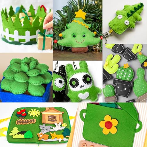 XSEINO 13 Rolls Green Felt Fabric,8"x35"(20.5x90cm) 1.4mm Thick Soft Felt Fabric Sheet for Crafts,Green Series Colors Soft Nonwoven Fabric,Fit for Decoration, Sewing, DIY Crafts - color: Green