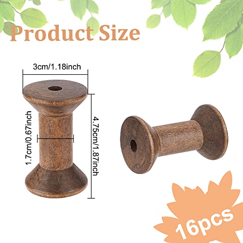 BENECREAT 16Pcs Antique Empty Thread Spools, 1.87"/ 50mm Wooden Empty Spools Wooden Ribbon Spools Bobbins for Wire Weaving Arts DIY Wood Projects - color: Wooden