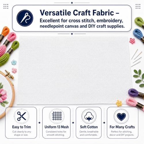 13 Mesh Needlepoint Canvas, 23.6 x 17.7 in Blank DIY Needlepoint Canvas - color: Light White