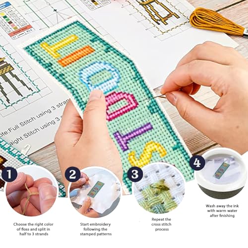 ORIGACH 6 Set Inspiring Words Cross Stitch Bookmark Kit for Beginner - style: Inspiring Words