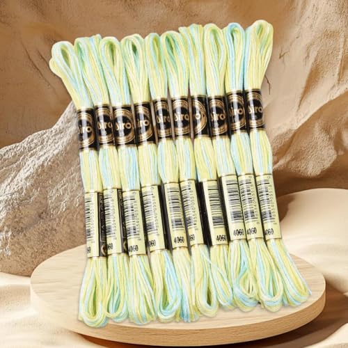 10 Skeins 87.5 Yards 6 Ply Champagne Gold Variegated Cross Stitch Floss Segment Dyed Embroidery Thread Gradient Friendship Bracelet String Bulk for Sewing Making Jewelry Needlecraft Knitting - color: Champagne Gold