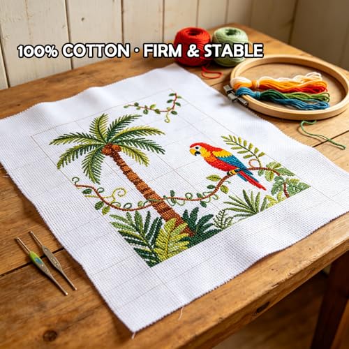 13 Mesh Cotton Evenweave Fabric for Canvas, 19 x 20 Inch (13 Mesh)