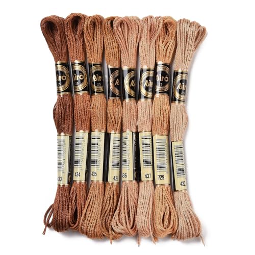 8 Skeins Embroidery Floss Friendship Bracelet String 0.5mm Cross Stitch Embroidery Thread for Jewelry Making Bracelet Knitting Stitching Craft Supplies, Coconut Brown - color: Coconut Brown, 8 Skeins