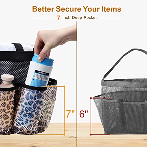 Mesh Shower Caddy Portable - 8 Pockets, S-Hook, Shower Bag for Dorm Camping - color: Leopard, size: L (Classic Dorm Caddy)