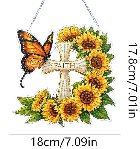 ARPADAMO Cross Diamond Art Kits for Adults, Acrylic Hanging Suncatcher - color: DP05093