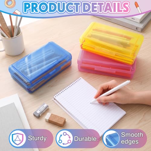 Blulu 6 Pack Double Layer Pencil Boxes Large Capacity,Blue, Rose, Yellow - color: Blue, Rose, Yellow