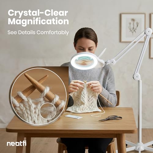 Neatfi LED Bifocal Magnifying Floor Lamp, 1200 Lumens, 5D + 20D (White) - color: White, size: 5 Inches