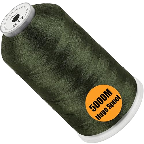 New brothread 5000M Huge Spool Embroidery Machine Thread - Dark Olive - color: Dark Olive-517