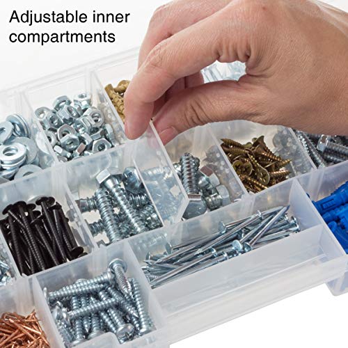 Portable Tool Box - Small Parts Organizer with Drawers and Customizable Compartments for Hardware, Fishing Tackle, Beads or Crafts by Stalwart (Green) - color: Green