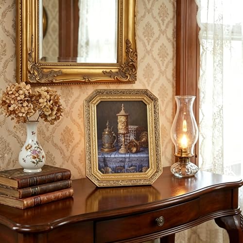 Vintage Picture Frames 5x7 Octagon Bronze Antique Ornate Picture Frames for Tabletop and Wall Mount with Glass Front Retro Home Decor Old Fashioned Victorian Photo Gallery Wall Decor - color: Bronze, size: 5x7