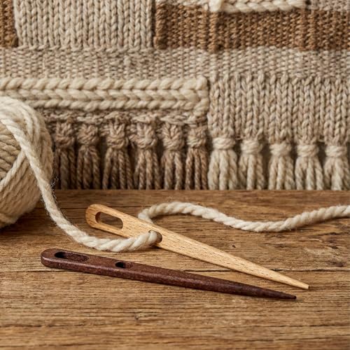 WJIAAA 4Pcs Nalbinding Needle, Large Two-Eyed Weaving Needles for Knitting Crochet, Multipurpose Beech Wood Tapestry Needle
