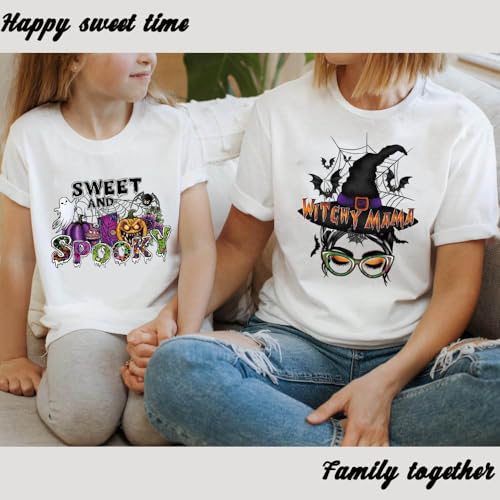 Halloween Iron on Transfer Patches Witch Heat Transfer Vinyl Decals Ghost Pumpkin Spider Web Bat Happy Halloween Design Iron on Vinyl Appliques Large Clothing Patches Iron on Stickers for T-Shirt Bag - color: E