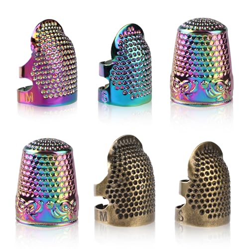 ZMAAGG Thimbles for Hand Sewing, 6 PCS Sewing Thimble, Metal Thimble - size: M-Primary Set