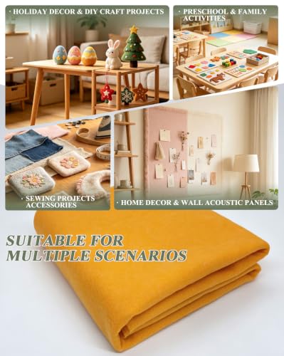 Golden Yellow Felt Fabric 36" X 36" 1.6mm Thick Soft Square Felt Sheet - color: Golden Yellow