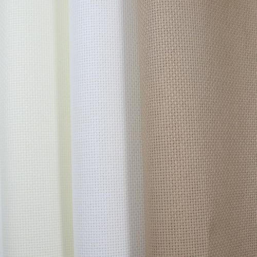 KCS 3 pc of 15" x 18" Counted Cross Stitch Cotton Aida Cloth Needlework Fabric (White+Antique White+Khaki, 16CT) - color: White+antique White+khaki, size: 16CT
