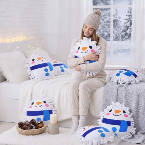 Weysat 6 Sets Winter Snowman Tied Pillow Craft Kit DIY No Sew Fleece Gifts - style: Winter Snowman