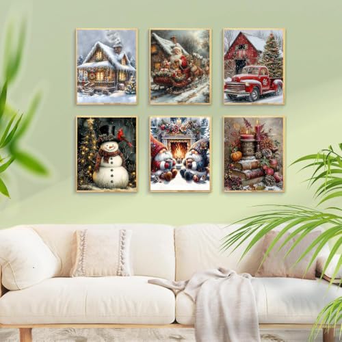 KYOQFVN 6 Pack Christmas Counted Cross Stitch Kits for Adults, Christmas Cross Stitch Kits for Beginners, DIY 11CT Needlepoint Embroidery Cross-Stitch Kits for Home wall Decor 12×16 Inch (6 Pack) - color: TJSDSZX01-TJSDSZX06