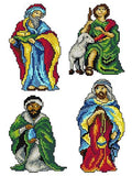 Counted Cross-Stitch Kit on Plastic Canvas with Nativity. 4 Cute Ornaments Different Dimensions 154CS. 14 Count Plastic Canvas Sheets 8.27x11.02 Inches. Wonderful for Embroidery & Craft Amateurs - color: Nativity 2