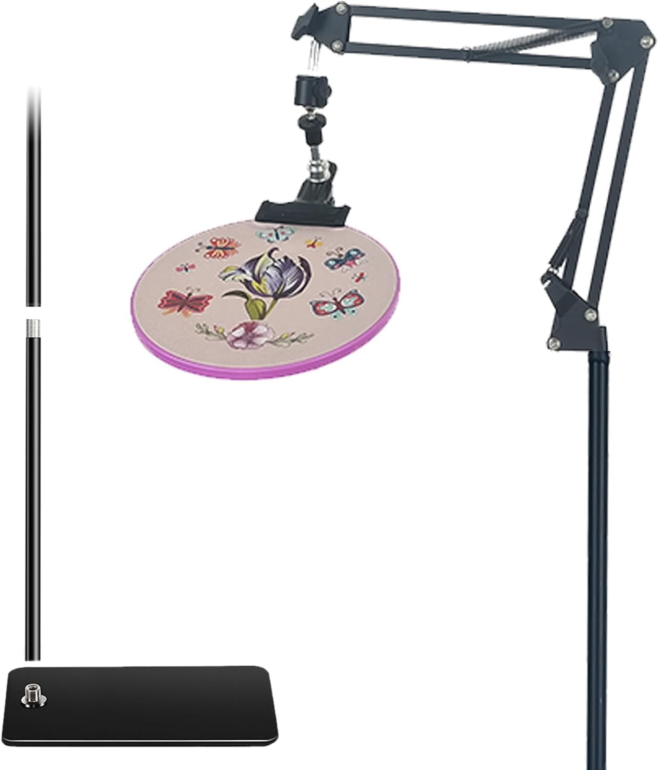 Embroidery Hoops Stand,Rotate Hand Embroidery Floor Stand Embroidery Hoop Holder Stand Can Move Freely Hand Embroidery Stands Floor Cross Stitch Hoop Stand Suitable for - color: Black