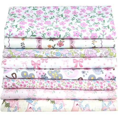 Aubliss 8pcs Fat Quarter Fabric Bundles (100% Cotton - 20'' x 20'') - color: Pink