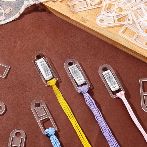 PH PandaHall Embroidery Floss Organizer 50pcs Embroidery Thread Bobbins Clear Embroidery Floss Cards Cross Stitch Thread Organizer for Thread Holder Sewing Storage 1.9x0.7in
