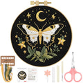 ERKOON Embroidery Kit for Beginners Adult Cross Stitch Set Include Embroidery Cloth Hoop Threads for Craft Lover Hand Stitch with Embroidery Skill Techniques (Moon Butterfly) - color: Moon Butterfly